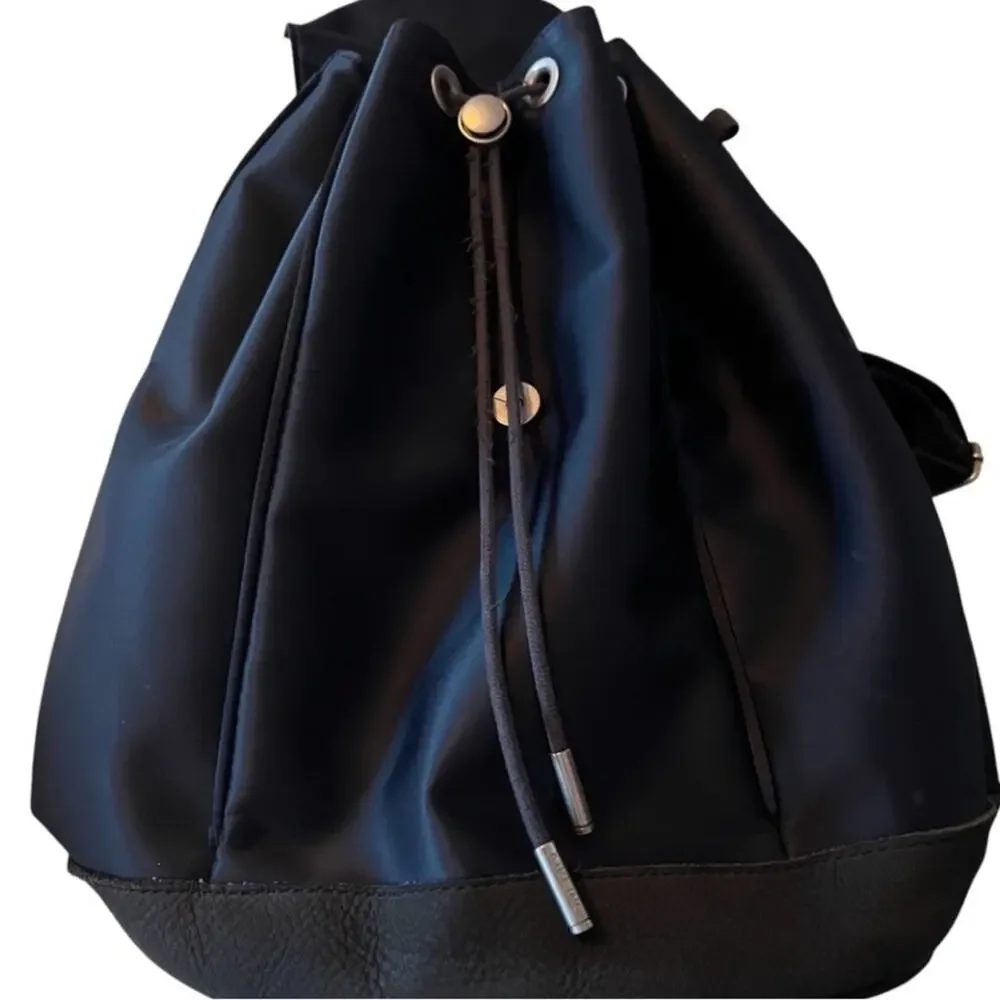 KIPLING Y2K Backpack Sling Bag VINTAGE Navy Blue Nylon Suede FAST SHIP 3270-5